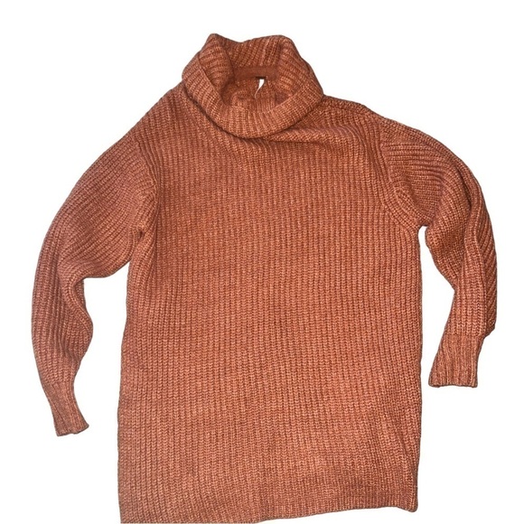 ▶️ Free People ◀️ Eleven Burnt Orange Cowl Neck Oversized Chunky Knit Sweater - Picture 12 of 16